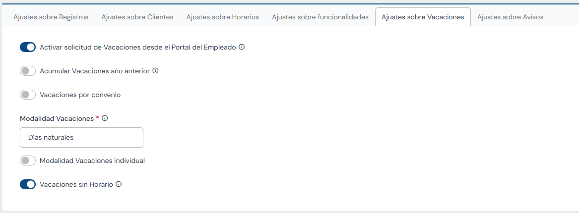 ajustes sobre vacaciones