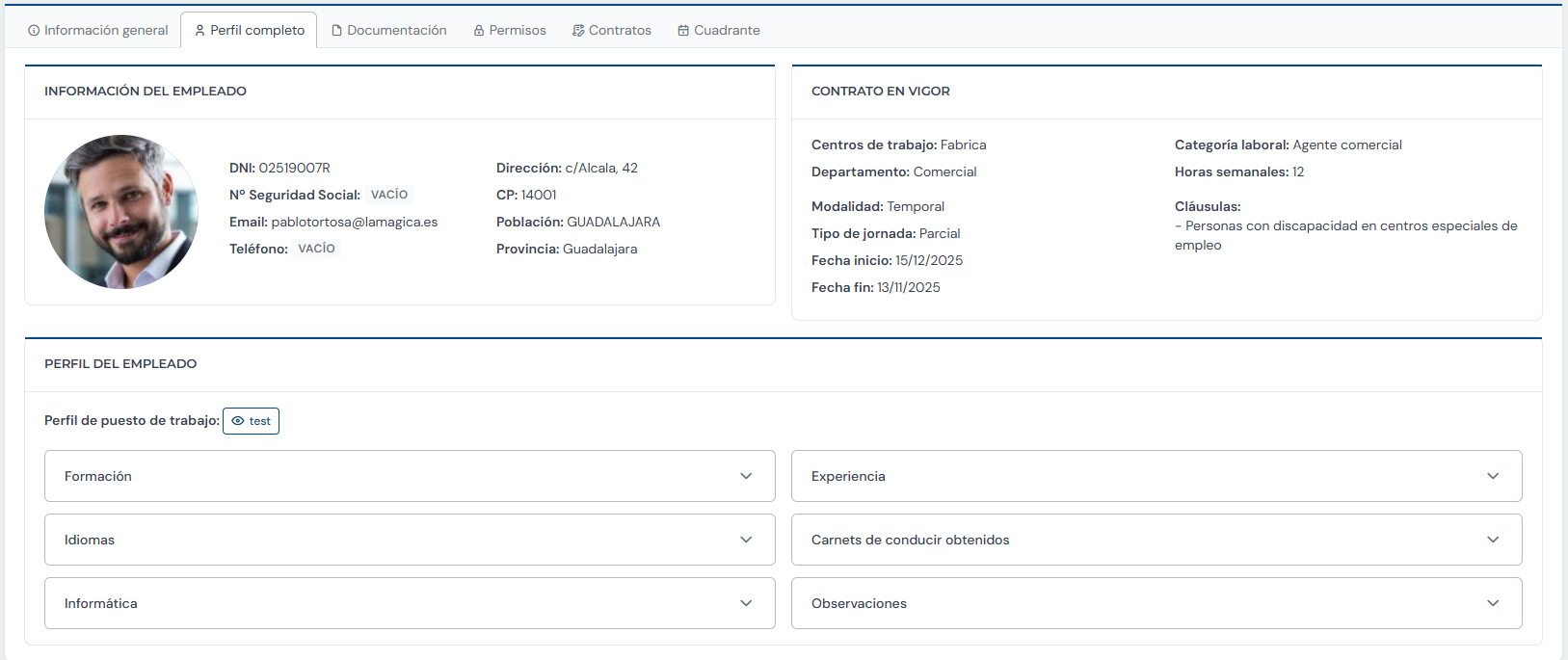 perfil completo ficha