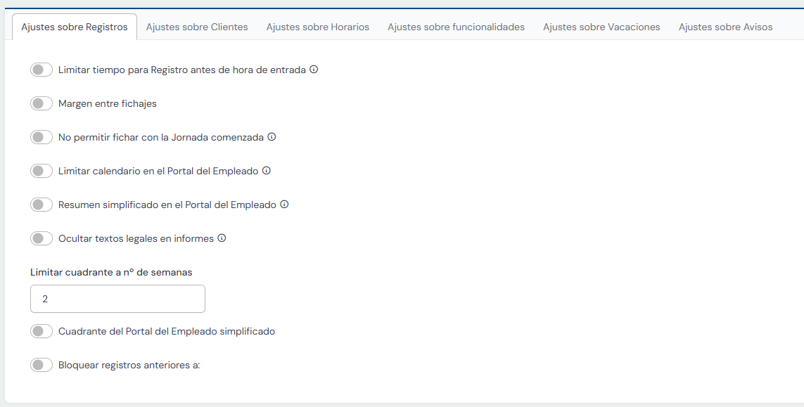 ajustes sobre registros